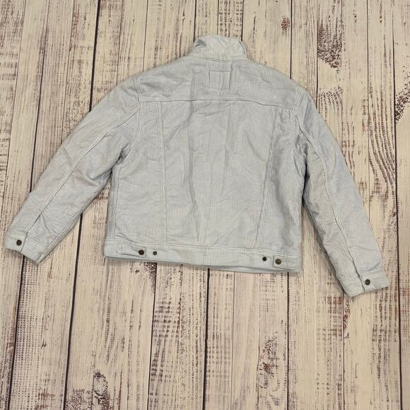 Levi’s Ex-Boyfriend Sherpa Trucker Jacket L Blue Stripe Corduroy NWT - Picture 2 of 8